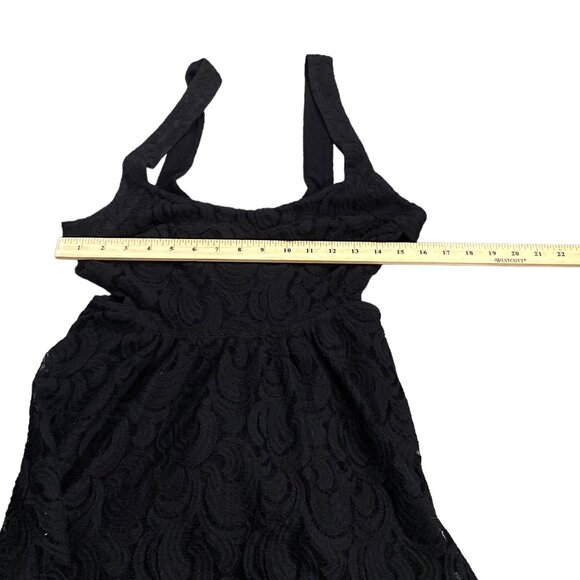 Free People Dress Womens 6 Black Lace V Back Sleeveless Mini TURN TIME BACK Y2K - Picture 6 of 16